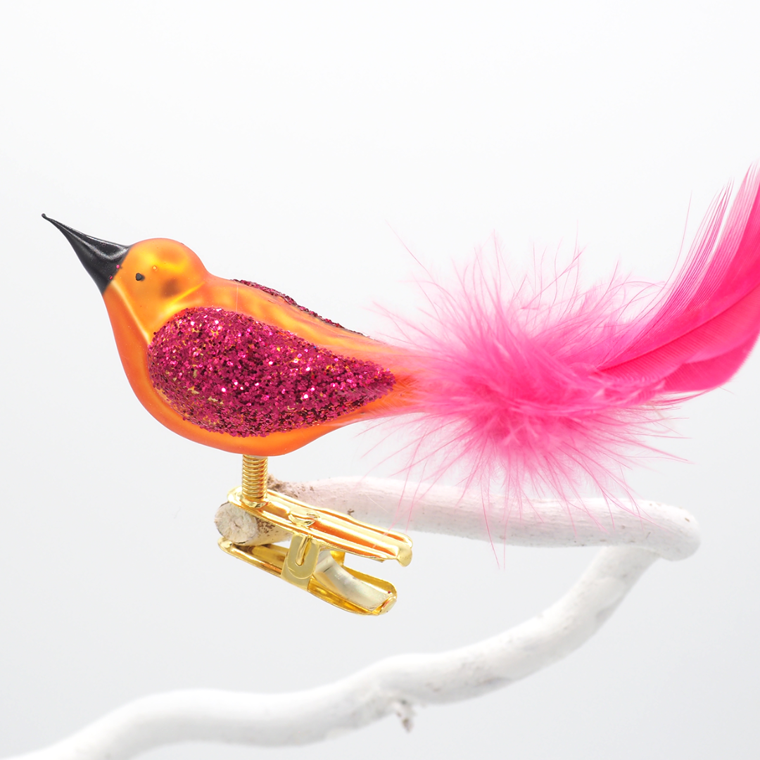 Glasvogel klein JOY orange pink